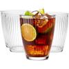 Glasmark Krosno 1992 Bicchieri per Acqua, Succhi e Cocktail 330 ml - Set da 4 Pezzi - Trasparenti, Rigati - Set di Bicchieri Bassi per la Casa e la Ristorazione