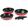 Russell Hobbs Smart Clip Set padelle 20/24/28 cm, antiaderente | Set 4 pezzi, manico Soft Touch removibile a clip, forno senza manico, tutti i piani cottura incl. induzione, impilabile