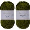 Utopia Crafts Velvet Lux Filato Chenille Vellutato - 2x100g, 220m, Super Morbido Chunky per Maglia e Uncinetto, 100% Poliestere OEKO-TEX, Coperte, Peluche & Deco (Verde Oliva Scuro)