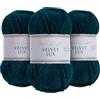 Utopia Crafts Velvet Lux Chenille 3×100g - Filato Morbidissimo per Uncinetto & Maglia, Coperte, Giocattoli, Amigurumi - Uncinetto 5,5mm, Morbido (Verde Petrolio)