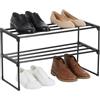 Relaxdays Scaffale per Scarpe Relaxdays, 2 Ripiani, Sistema a Incastro, HxLxP: 38x68x30 cm, Ripiani in Metallo, Porta Scarpe, Nero