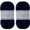 Utopia Crafts Velvet Lux Filato Chenille Vellutato - 2x100g, 220m, Super Morbido Chunky per Maglia e Uncinetto, 100% Poliestere OEKO-TEX, Coperte, Peluche & Deco (Blu Notte)