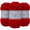 Utopia Crafts Velvet Lux Chenille 3×100g - Filato Morbidissimo per Uncinetto & Maglia, Coperte, Giocattoli, Amigurumi - Uncinetto 5,5mm, Morbido (Rosso)