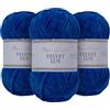 Utopia Crafts Velvet Lux Chenille 3×100g - Filato Morbidissimo per Uncinetto & Maglia, Coperte, Giocattoli, Amigurumi - Uncinetto 5,5mm, Morbido (Blu Navy)
