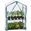Relaxdays Serra da Balcone, 1 pz, Telo PVC, Acciaio, HxLxP: 95x59x39 cm, Serra per pomodori 2 Piani, Verde/Trasparente