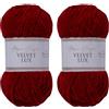 Utopia Crafts Velvet Lux Filato Chenille Vellutato - 2x100g, 220m, Super Morbido Chunky per Maglia e Uncinetto, 100% Poliestere OEKO-TEX, Coperte, Peluche & Deco (Scarlatto Scuro)