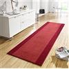 Hanse Home Tappeto passatoia con nastro, 80 x 400 cm, morbido tappeto a pelo corto, design moderno per corridoio, camera da letto, cameretta dei bambini, bagno, soggiorno, cucina, tappeto decorativo - rosso