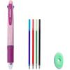 MROOFUL Penne cancellabili 4 in 1, penna a sfera multicolore, 4 colori, penna a sfera retrattile da 0,5 mm, inchiostro multicolore, per ufficio, forniture scolastiche, studenti, bambini, regalo (rosa