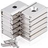 FPMYB 10 pezzi Magneti Rettangolari 10 kg forza 20 x 13,5 x 5 mm con Foro Svasato e Capsula con viti, Magnete con Base Calamite Potenti per Frigorifero Industrial science and laboratory