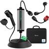 GONEO 11kW Cavo Ricarica Auto Elettrica Tipo 2, 7 M 16A IP66 Caricabatterie EV con Spina CEE e Spina Schuko, Corrente Regolabile Ricarica Ritardata/Programmata Compatibile con Model Y/3 500e e altri EV/PHEV