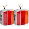 DARKGUARD Quadrato Fanali Posteriore Rimorchio LED Omologati E-Mark 12V/24V Impermeabili IP67, 5-in-1 Rosso(Luce di Frecce/Posizione/Targa/Freno/Riflettore) Fissaggio con Perno Per Rimorchio Furgoni