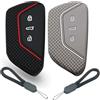 ATFIGII 2 Pezzi Custodia per Chiave per VW Golf 8 Tiguan ID.3 ID.4 per Seat Leon per Cupra Formentor per Skoda Octavia Kodiaq Custodia per Autochiave in Silicone Protezione Chiave 3 Tasti Nero Rosso+