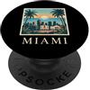 Miami Travel Art Studio Miami, Florida, costiera, skyline città, retro, tramonto, spiaggia, palma PopSockets PopGrip Adesivo