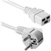 ACT Cavo di alimentazione ACT da C19 a spina CEE7/7 (angolato), 1,2 m, IEC 60320, cavo di alimentazione per UPS e server, bianco - AK5414