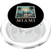 Miami Travel Art Studio Miami, Florida, costiera, skyline città, retro, tramonto, spiaggia, palma PopSockets PopGrip per MagSafe
