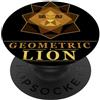 Lion Polygon Geometric Wildcat King Tier Design a testa di leone in stile low-poli dorato PopSockets PopGrip Adesivo