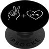 PEACE AND LOVE Hippie Memes Pace e amore dolce cuore e mano illustrazione Hippie Meme PopSockets PopGrip Adesivo