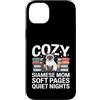 Siamese Cat Mom Reading Night Custodia per iPhone 14 Plus Accogliente mamma siamese amante dei libri, pagine morbide, notti tranquille