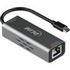 Inline Adattatore USB-C a RJ45 con supporto PoE, 100 Mb/s, protezione da sovratensione, alloggiamento in alluminio, Plug & Play, Power Delivery fino a 10 W, 33380J