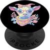Kawaii Whimsical Pastel Farm Face Graphi Carino Capra Ritratto Amante Animale Grafica Rosa Occhiali Floreale PopSockets PopGrip Adesivo