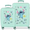 Disney Joumma Stitch Little Destruction Set di Bagagli Blu 55/65 cm Rigido 6 kg Lucchetto a Combinazione Laterale ABS 6 kg 91L Bagaglio a Mano
