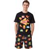 Get Trend Walkers Pigiama Uomo Corto S-3XL, 100% Cotone, Pigiama Estivo 2 Pezzi con T-Shirt e Shorts, Idea Regalo Uomo e Ragazzo (XL, Nero/Multi Walkers)