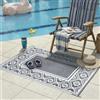PureCozy Tappeto da Esterno per Giardino 120x180cm, Impermeabile Tappeti da Esterno Patio, Tappeto in Plastica Reversibile, Anti-UV, Portatile, per Esterno Balcone Terrazza Camper, Grigio & Bianco