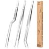 BUNDLEPRO Set di pinzette da cucina, pinze professionali per alimenti in acciaio inox, pinzetta da cucina nera lunga per cucinare, impiattare, decorare e grigliare (ARGENTO, 30,5 CM)
