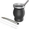 Beruth Yerba Mate - Set di tazze a doppia parete, in acciaio inox 304, con isolamento termico e antiscottatura, include 2 bombillas e spazzola per la pulizia, 237 ml, colore: nero