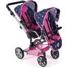 Bayer Chic 2000® Passeggino per bambole Linus Duo - Butterfly Navy Pink - Carrello pieghevole per bambole - Manico regolabile 50 - 82 cm - Bambole fino a 50 cm - 4 - 8 J