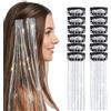 Jetstream 12 pennelli per capelli, ciocche di capelli con brillantini, tinsel, extension per capelli con tinsel, ciocche di capelli con brillantini, per donne, ragazze, bambini, accessori per cosplay