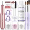 Saviland Kit Per Unghie Acriliche: Polvere Acrilica Rosa/Bianco/Trasparente 3pcs Pennello Per Unghie Liquido Acrilico Fresa per Unghie Portatile Nail Primer per Extension delle Unghie, Nail Art 3D