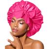 BONNET QUEEN Cuffia Seta Capelli Notte Regolabili Cuffia Capelli Ricci Bonnet con Lacci Lunghi Morbida e Protettiva Anti-Crespo, Rosa Caldo