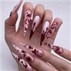Viugex 24 unghie a mandorla per Halloween, unghie finte lunghe a stiletto, unghie finte spaventose con sangue rosso, adesivo in gel morbido bianco sulle unghie, colla fatta a mano sulle unghie, unghie