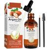 PLOBRT Olio di argan per capelli biologico, spremuto a freddo, olio di argan per viso, pelle e capelli, 60 ml, olio di argan senza additivi con pipetta