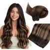 HOTBANANA Extension Per Capelli Da Cucire, 35,6 Cm, 80 G, Castano Scuro, Castano Misto Castano Intero, Extension Lisce