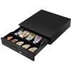 FANTASK Cassetto per contanti, in metallo, 5 scomparti per monete, 5 scomparti per banconote, 40,5 x 42 x 10 cm