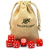 Waldfelsen Dadi di Alta Qualità, Acrilici, 6 Lati, 16 mm, Set di Accessori da Gioco con Sacchetto di Stoffa (Rosso, 6 Pezzi)