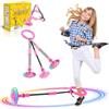 BaXing Anello lampeggiante per bambini, palla di salto, pieghevole, adatto per giochi di abilità per bambini o adulti (rosa)