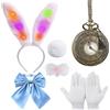 LUKIUP 6 Pezzi Cerchietto Orecchie Coniglio Set, LED Fascia Capelli Orecchie, Accessori per coniglietti pasquali Bambini Adulti Cosplay Accessori Costume