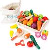 Kidmigo Accessori Per Cucina Per Bambini, Cucina In Legno Per Bambini, 19 Articoli, 35 Pezzi Di Giocattoli Da Tagliare Con Vassoio Da Portata, Giocattoli Da Cucina Con Borsa Di Stoccaggio In Tela