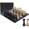MARBLE RANGE Set di scacchi in marmo da 38 cm, nero e verde, fatto a mano, 1 scacchiera e 32 pezzi di scacchi, giochi per 2 giocatori per adulti, set di scacchi