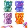CelestiMingle 4PCS Gummy Bear Squishy Fidget Toys, Orsetti Antistress Morbidi, Palline da Stringere a Rimbalzo Lento per Alleviare l'Ansia, Giocattolo Sensoriale per Bambini e Adulti