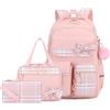 Amythe Zaino per Ragazze Delle Scuole Elementari e Medie 3 pezzi con Lunch Bag e Astuccio, Cartella Scolastica per Ragazze di 9-16 anni, Zainetto per Bambini Carino e Casual, Rosa