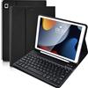 SOPPY Custodia con tastiera Bluetooth per iPad 7a/8a/9a generazione da 10,2, Air 3 e Pro da 10,5, tastiera wireless rimovibile con slot per matita, custodia protettiva sottile, funzione sleep/wake
