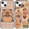 Yimctoie 2 Pezzi Cute Animale Cover per iPhone 13 iPhone 14 6.1, Custodia Carino Capybara Cartoon Anime Motivo Aesthetic Pattern, TPU Silicone Protettiva Antiurto Morbido Case,Cartoon