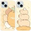 Yimctoie 2 Pezzi Cute Animale Cover per Apple iPhone 15 6.1, Custodia Carino Capybara Cartoon Anime Motivo Aesthetic Pattern, TPU Silicone Protettiva Antiurto Morbido Case,Cute