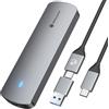 Yottamaster Case SSD M2, Alluminio USB3.2 Gen2 10Gbp M.2 NVMe SATA SSD Supporto 2230/2242/2260/2280 - Installazione Senza Attrezzi Ampia Compatibilità con Windows, Linux e Mac