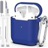 MHYALUDO Custodia per Airpods 1a/2a generazione (2016/2019),Custodia protettiva in morbido silicone per Airpods 1a/2a con LED visibile sulla parte anteriore,con kit di pulizia,Blu