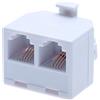 Keple Adattatore e Splitter RJ11 a 2 Vie | 2 Prese Jack Femmina a Spina Maschio | Convertitore Porta Universale Connettore Extender Phone Coupler | Cavo di Rete Fissa | 4 Fili | Bianco